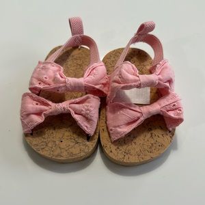 NWOT Carters Newborn Baby Cork Sandals Shoes Pink Eyelet Bows